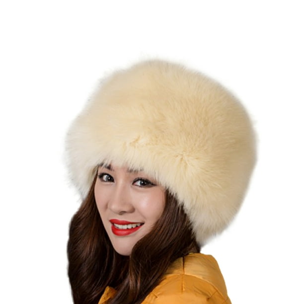 Women Fall Winter Warm Hats Handmade Faux Fur Caps Girls Headgear Hood US Stock 